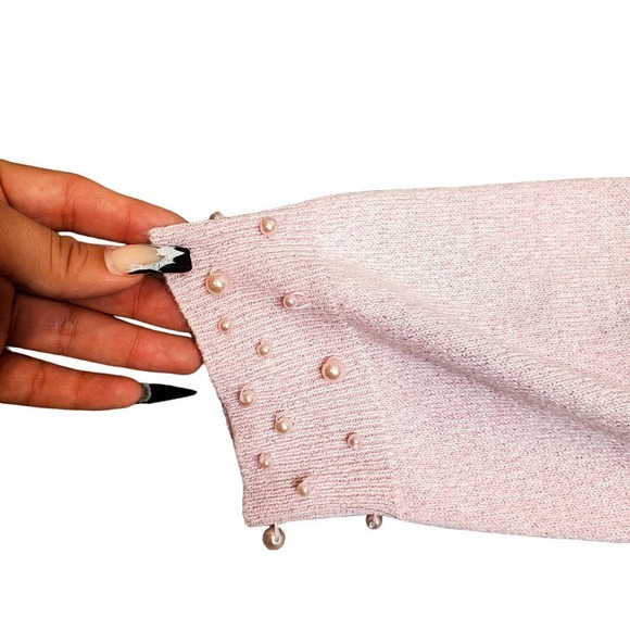 Briggs Pink Pearl Embellished Knit Sweater - Picture 8 of 8